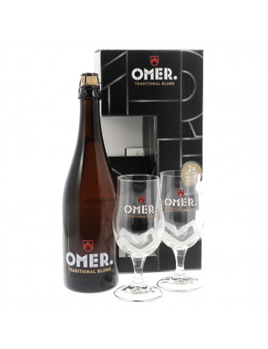 COFFRET OMER BLOND 75CL + 2 VERRES 9.9 - COFFRET OMER BLOND 75CL + 2 VERRES