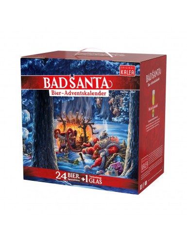 CALENDRIER DE L'AVENT BAD SANTA 24 BIERES + 1 VERRE