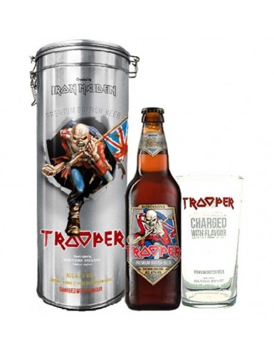 ROBINSONS TROOPER IRON MAIDEN METAL TUBE 50CL + 1 VERRE